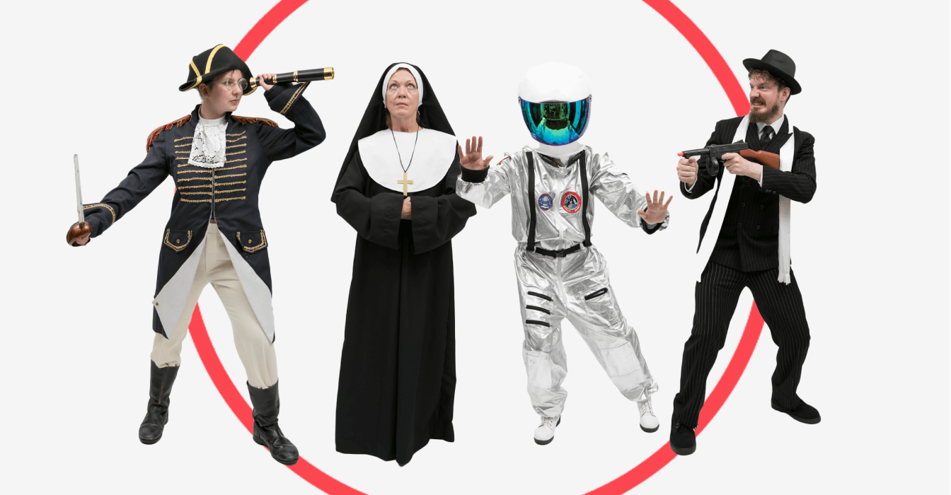 People dressed up in costumes People dressed up in costumes