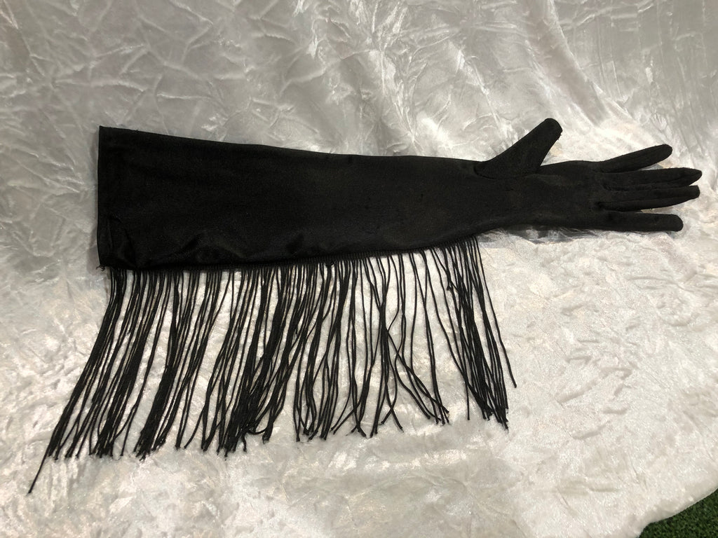 Long Black fringed Gloves