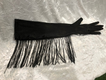 Long Black fringed Gloves