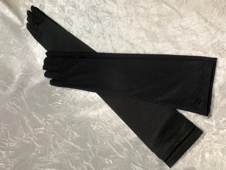 45cm Long Black or Red satin lycra evening gloves