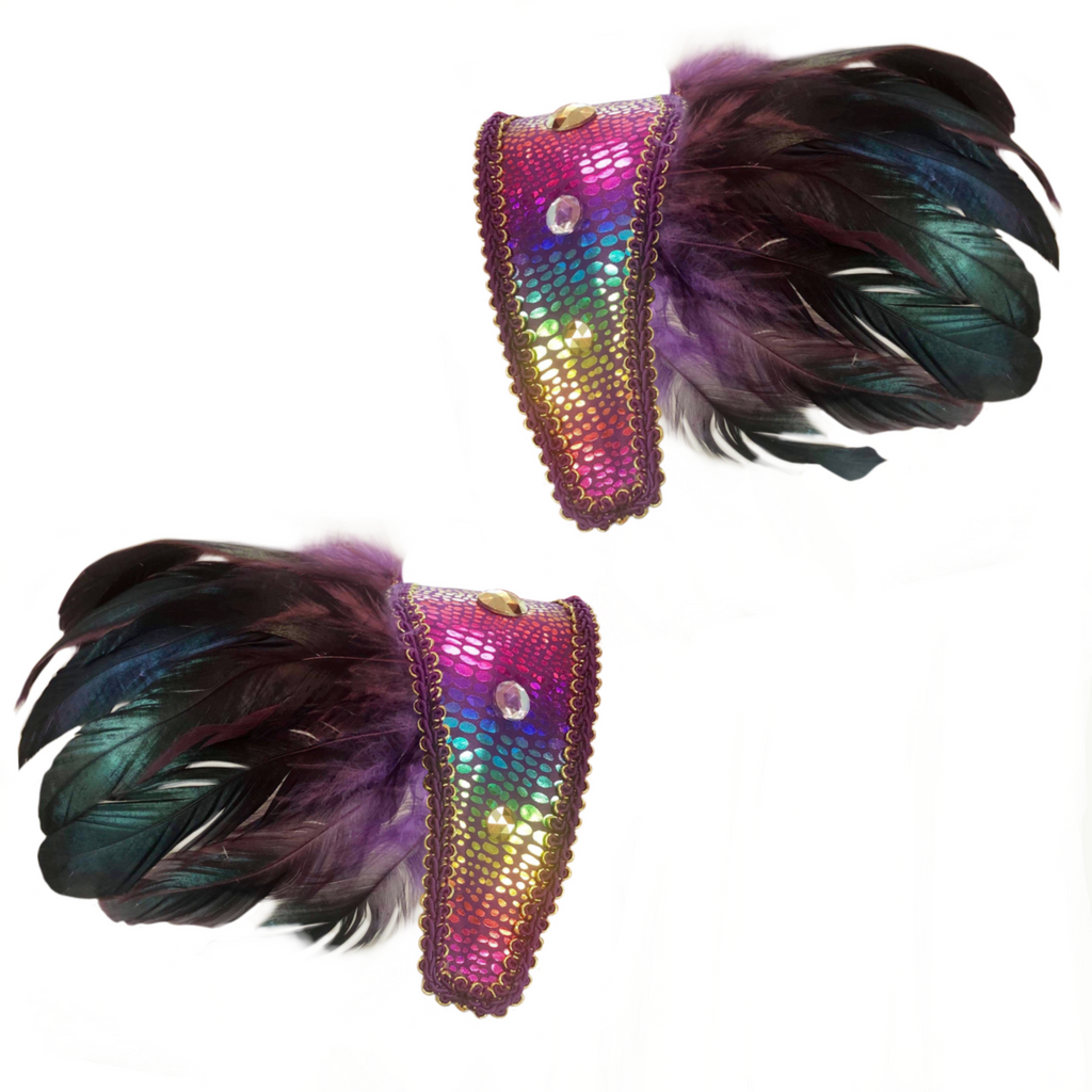Feather Shoulder Pads - Purple