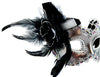 Silver Masquerade Mask w/Side Feather